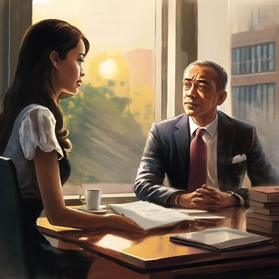 Employer interviewing an Employee
