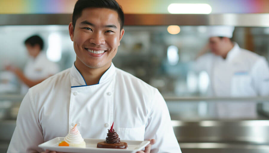 Chef is proud with his dish