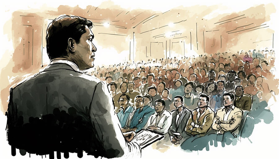 Man teaching human resources job skills